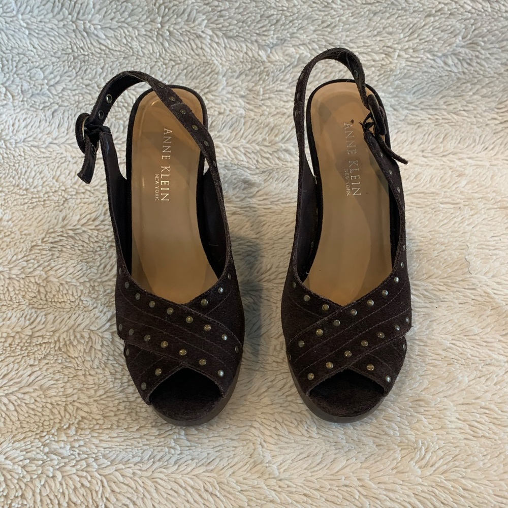 Anne Klein Brown Suede Wedge